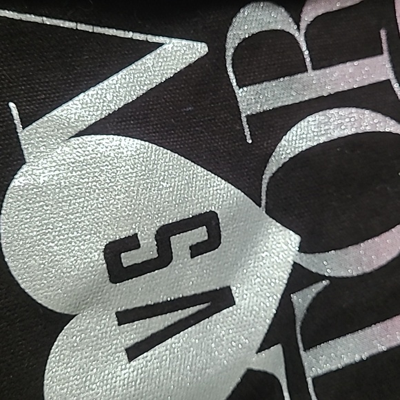 Victoria’s Secret | XL Tote Bag I Love VS Black Pink Striped | Zipper to close - Picture 6 of 14